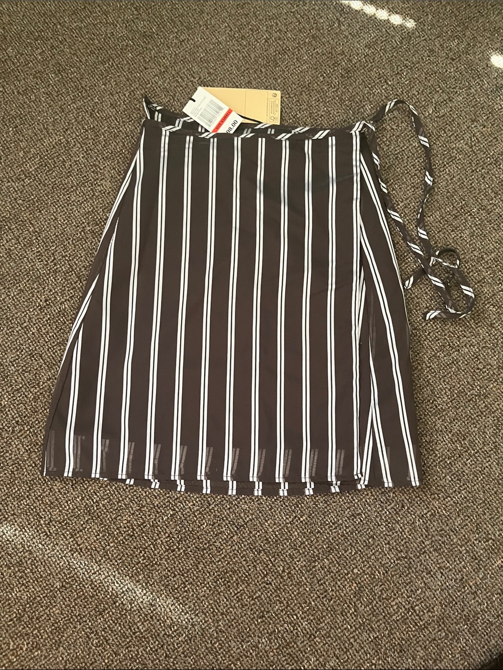 Scotch & Soda Charcoal and White Vertical Stripe Wrap Midi Skirt with Tie